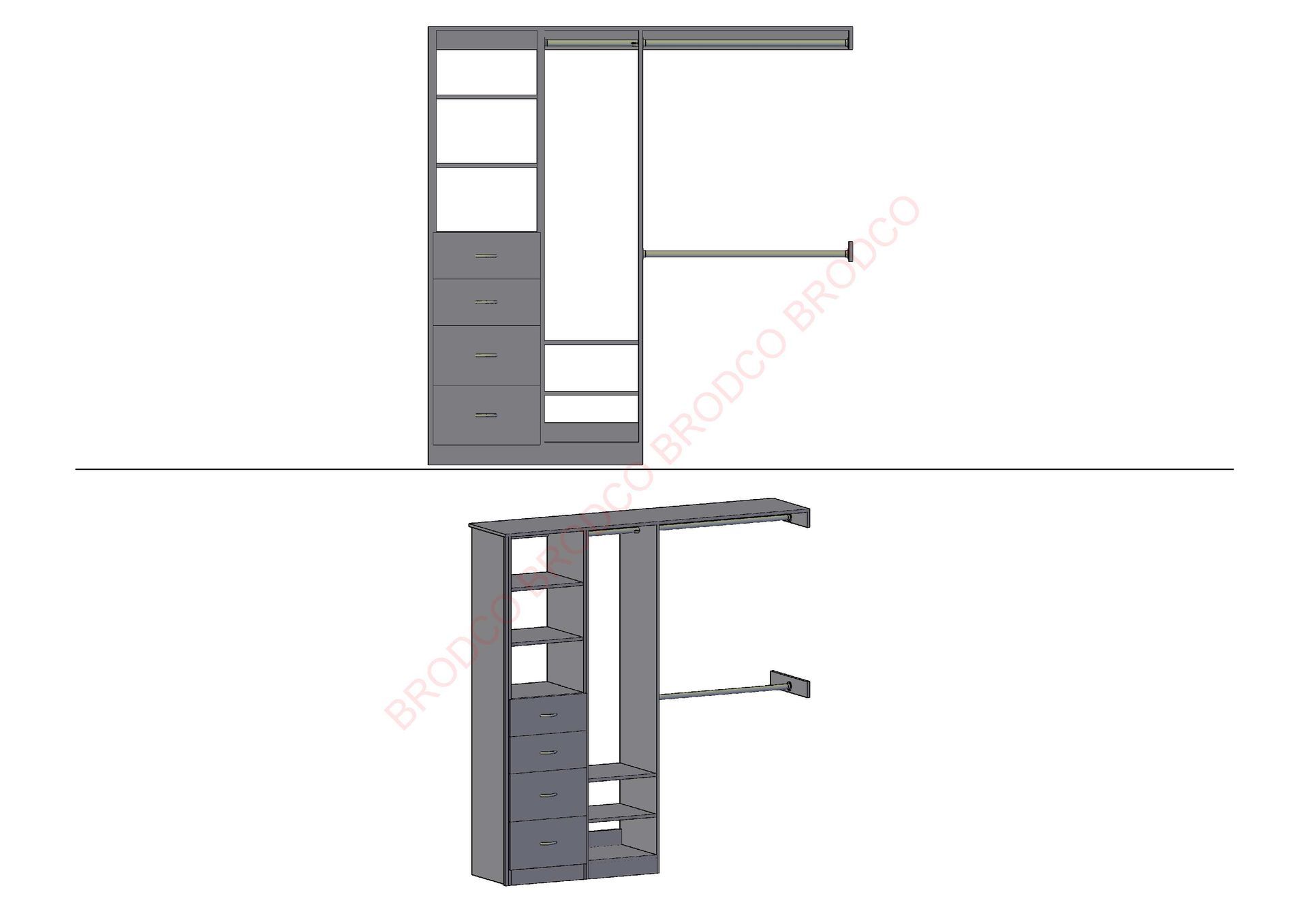 Brodco 2DD wardrobe layout diagram