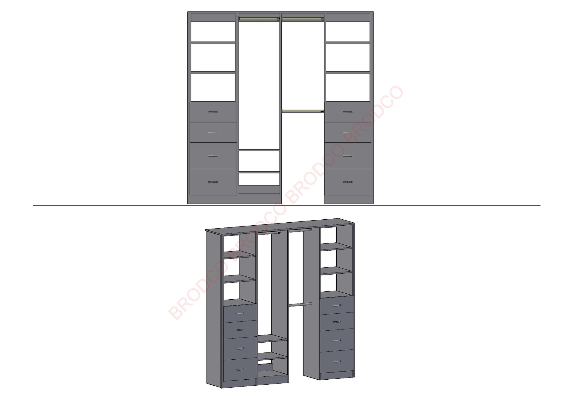 Brodco 2DF wardrobe layout diagram