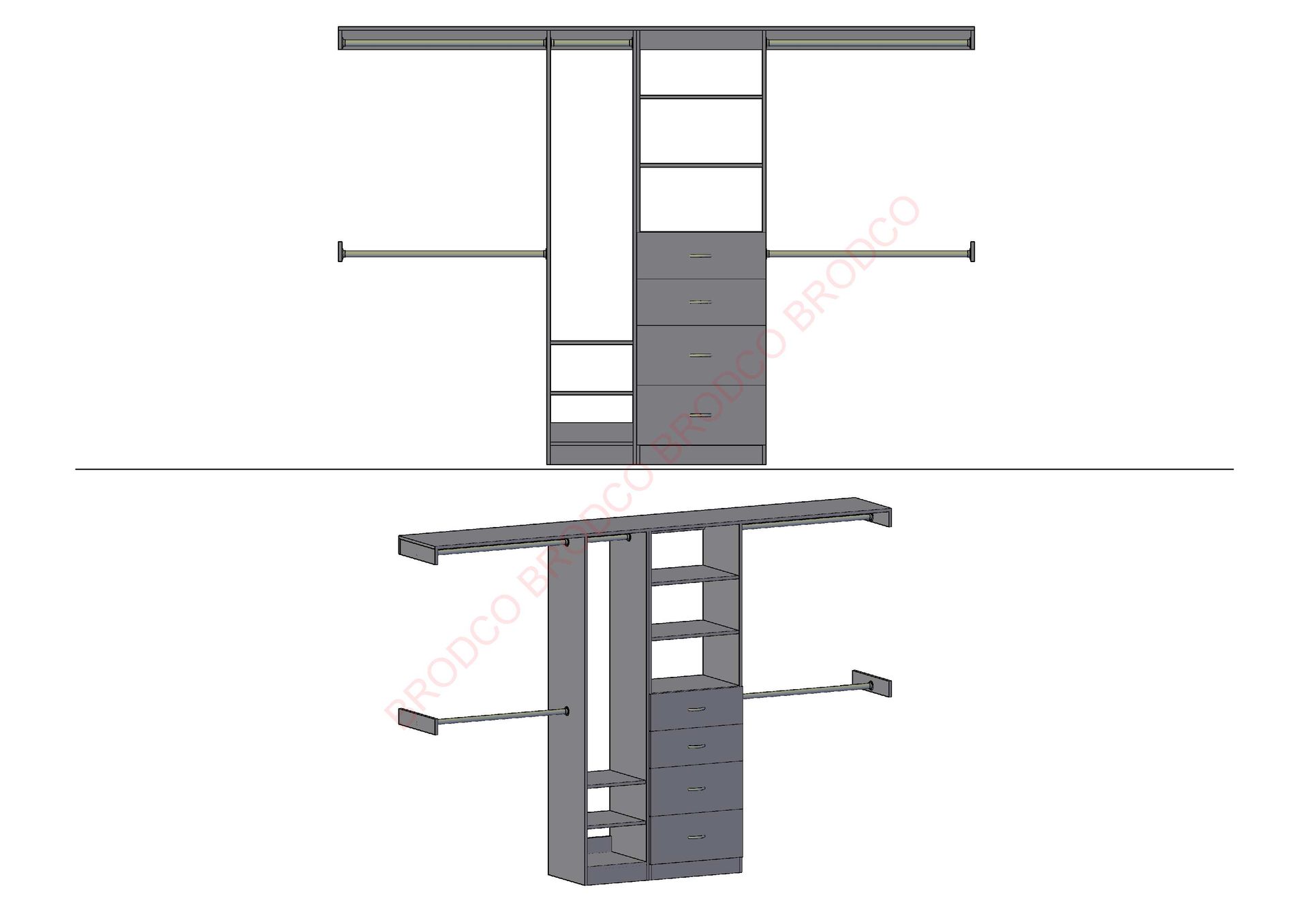 Brodco 3DD wardrobe layout diagram