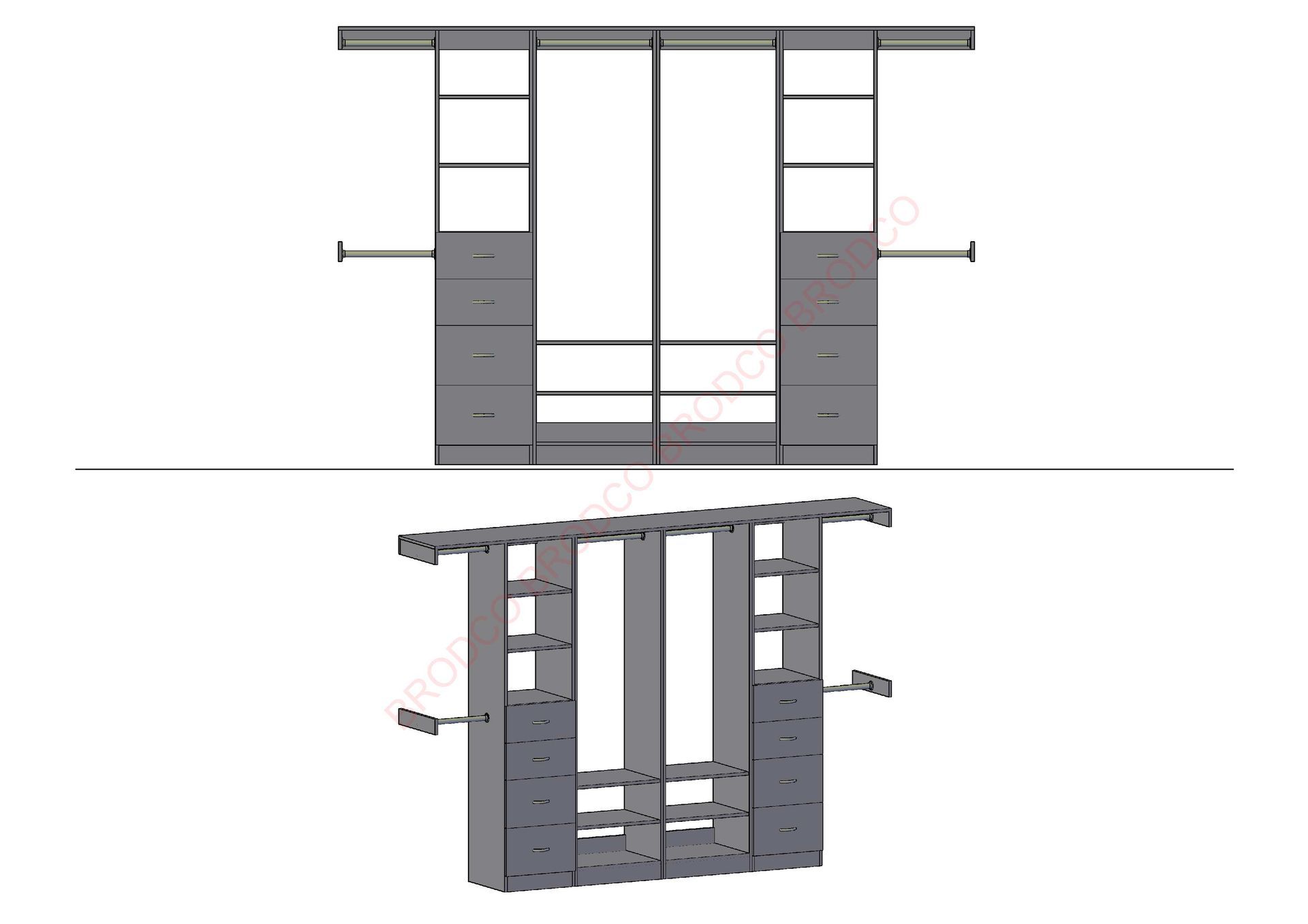 Brodco 3DE wardrobe layout diagram