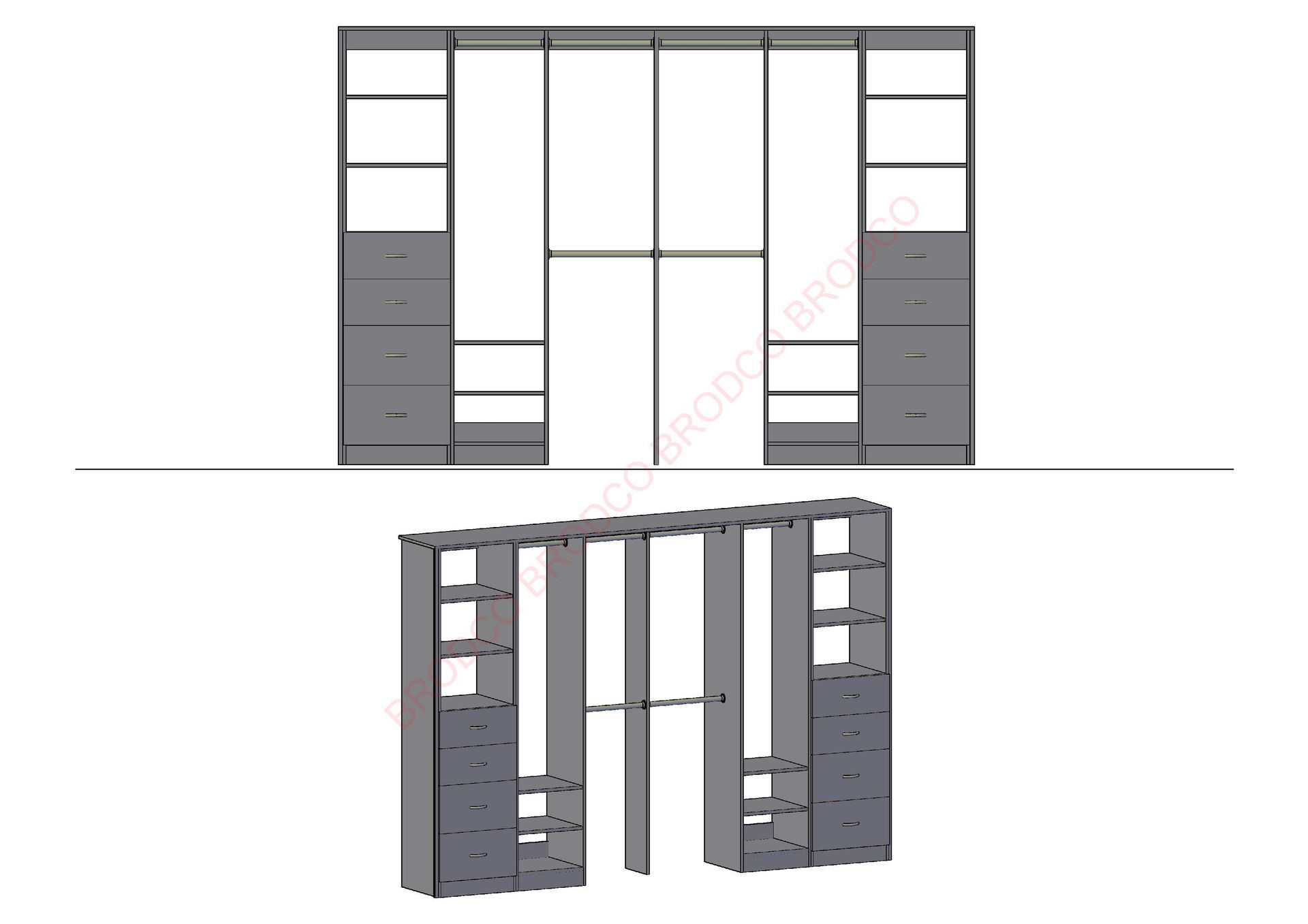 Brodco 3DF wardrobe layout diagram