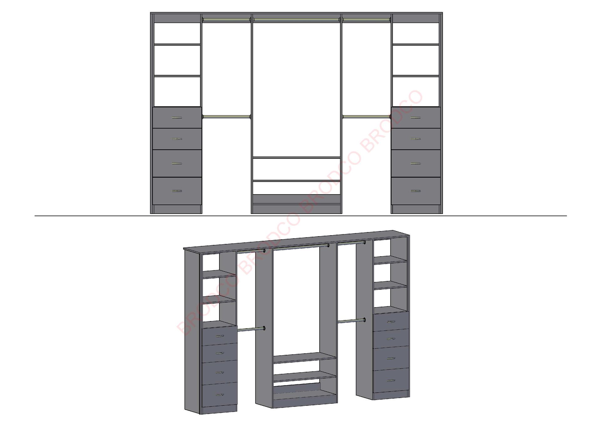 Brodco 3DG wardrobe layout diagram
